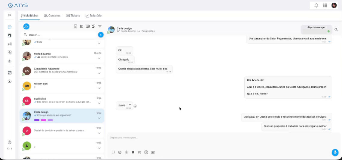 Demonstração da plataforma de gestão ATYS - Módulos integrados