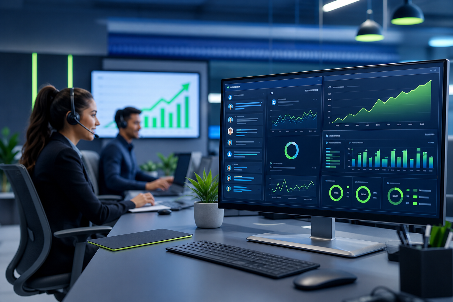Central de atendimento SaaS com dashboard de vendas e métricas de conversão