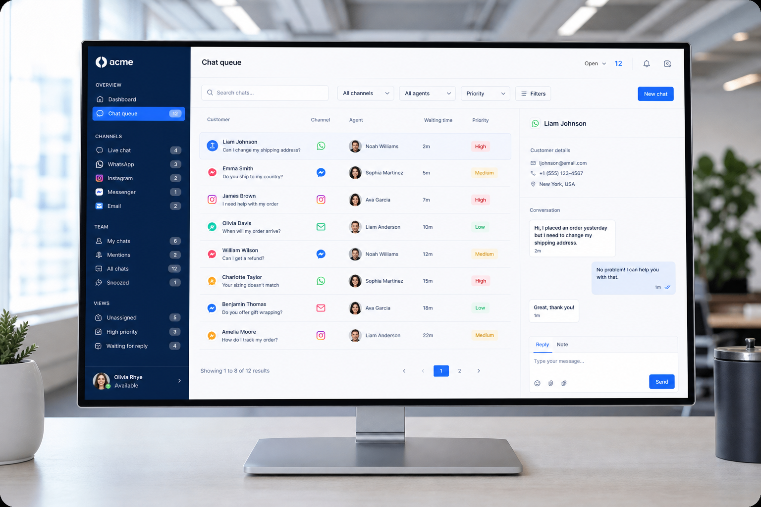 Central de atendimento omnichannel moderna e minimalista