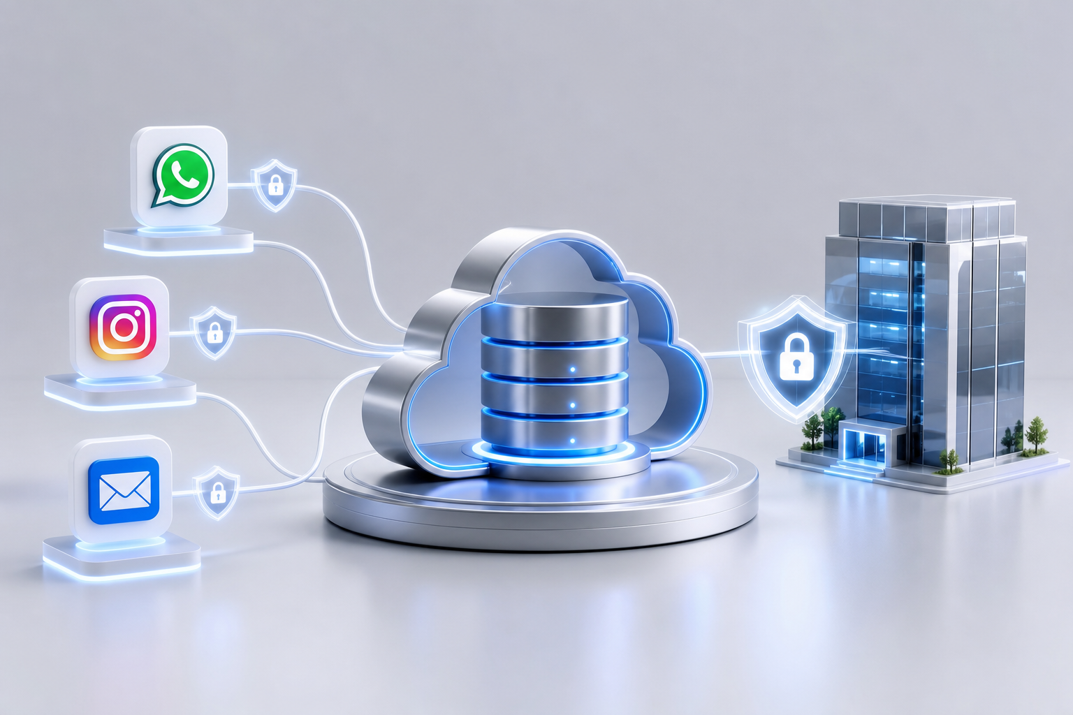 Fluxo de atendimento omnichannel centralizado e seguro com WhatsApp, Instagram e e-mail