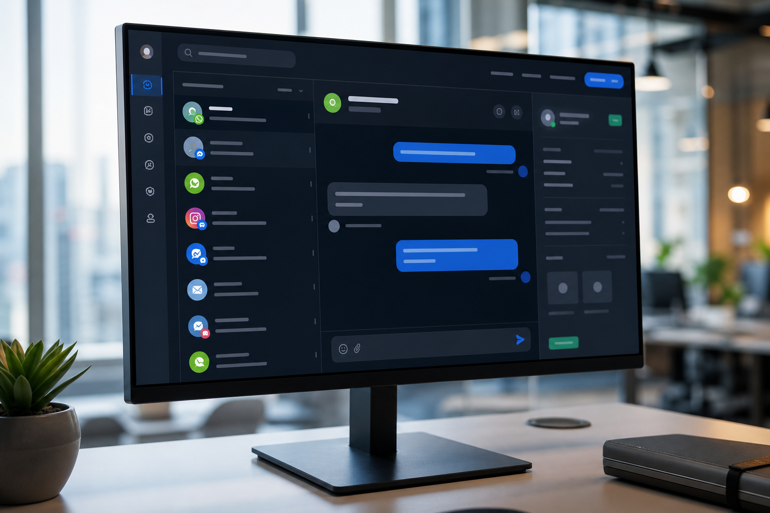 Interface de atendimento omnichannel moderna e fluida