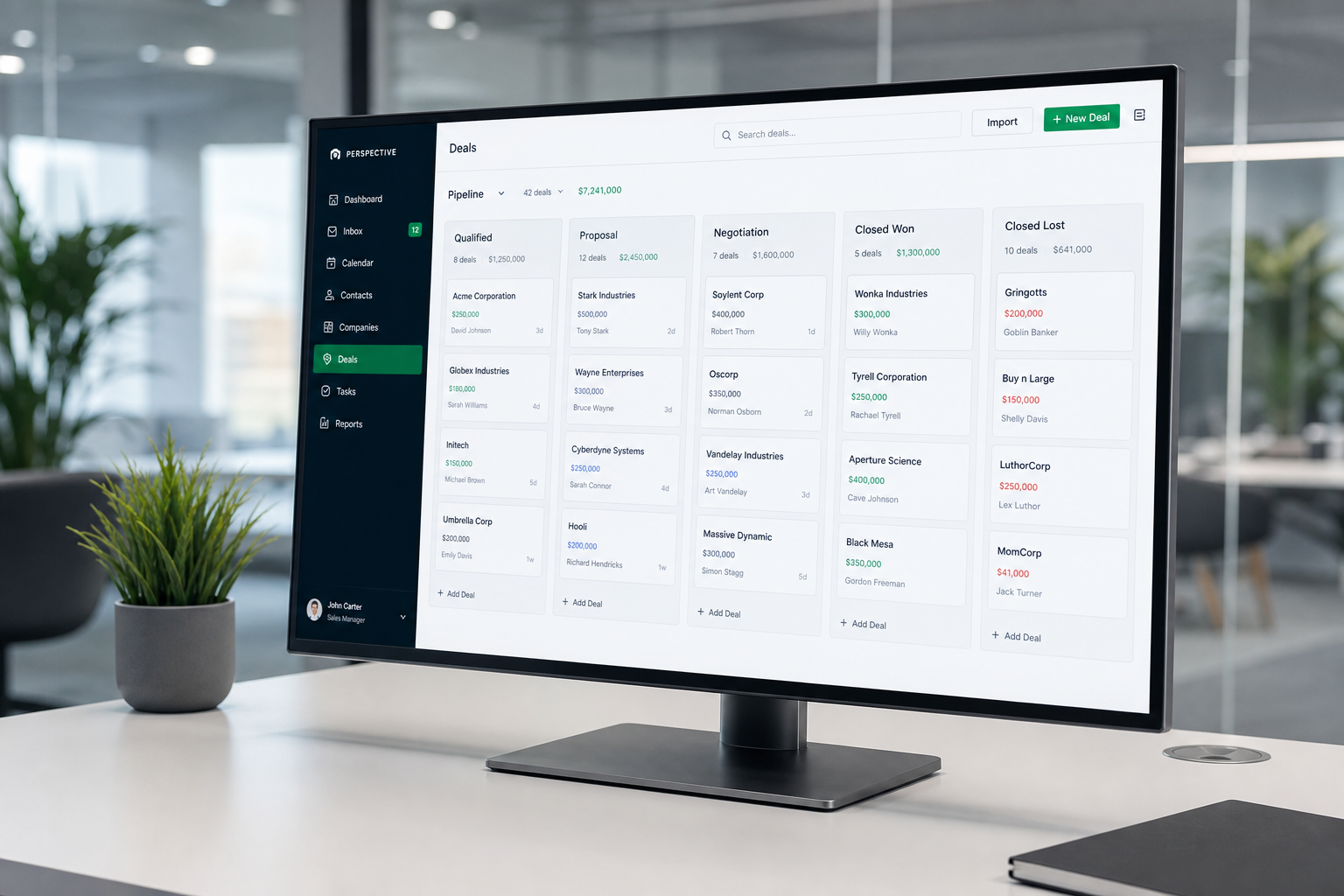 Painel CRM com pipeline Kanban integrado ao fluxo de atendimento comercial