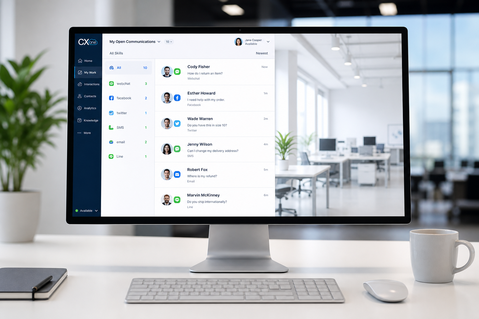 Painel digital moderno com foco em atendimento ágil e fila omnichannel